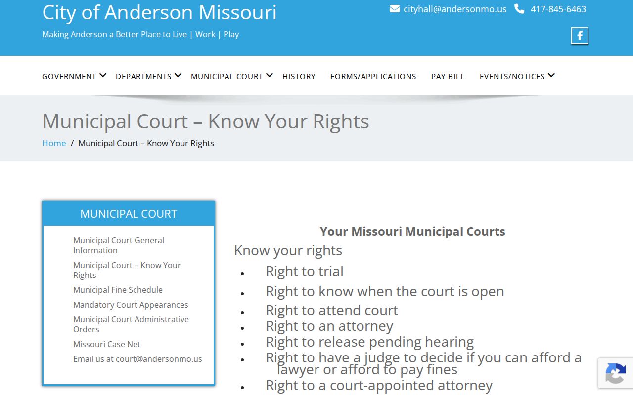 Anderson court records municipal hearing rights
