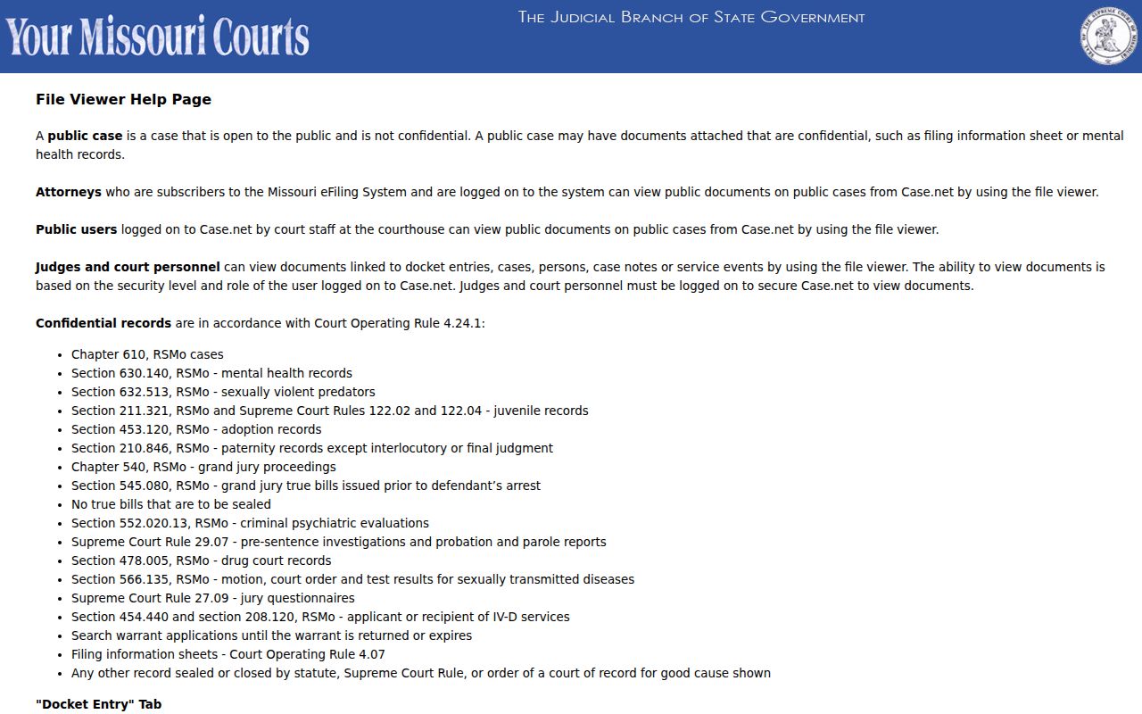 McDonald County court docket File Viewer access
