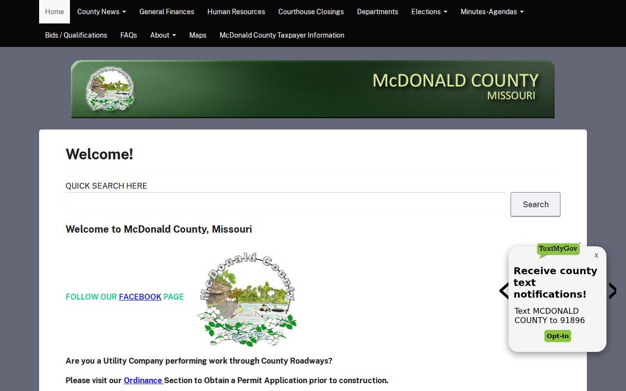 McDonald County court docket county government office navigation