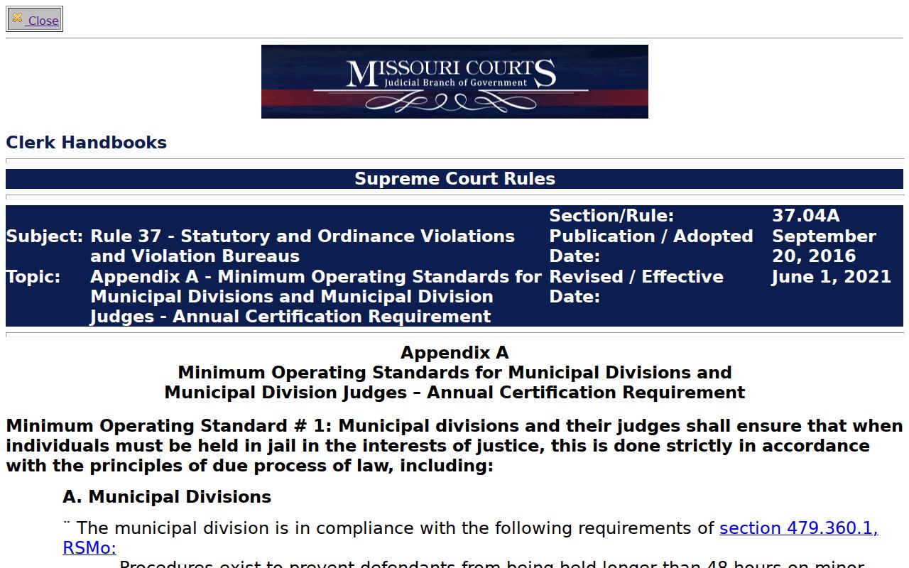 McDonald County traffic court source for Missouri Municipal Rule 37 records