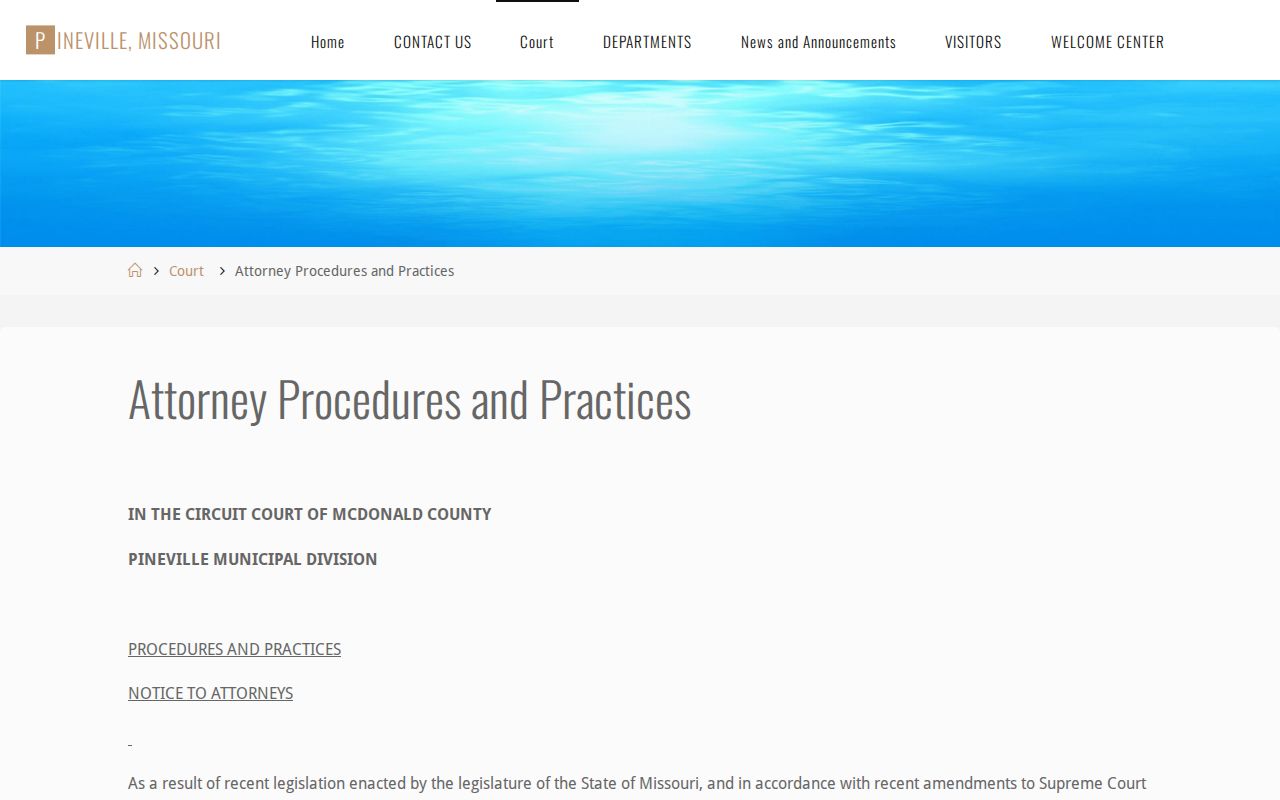 Pineville court records municipal procedure source